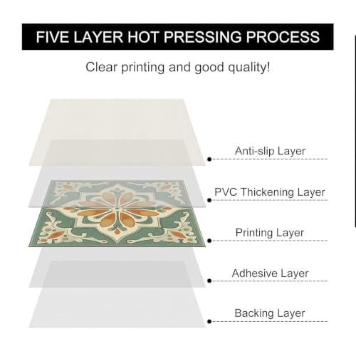 Image of Moroccan Tile Stickers | Waterproof Self Adhesive Peel & Stick Tile Decals for Kitchen Backsplash, Bathroom Wall, Floor, Furniture & Glass (6x6 Inch, Design 2, 40 Pic)