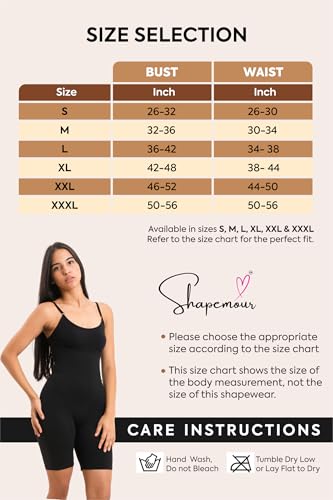 Image of SHAPEMOUR Mid Thigh Bodysuit Bodyshaper, Sculpting Design Shapewear for Women, Body Shaper with Silicone Grip, No Steel Bones for All Day Comfort, Smooth and Seamless Fit