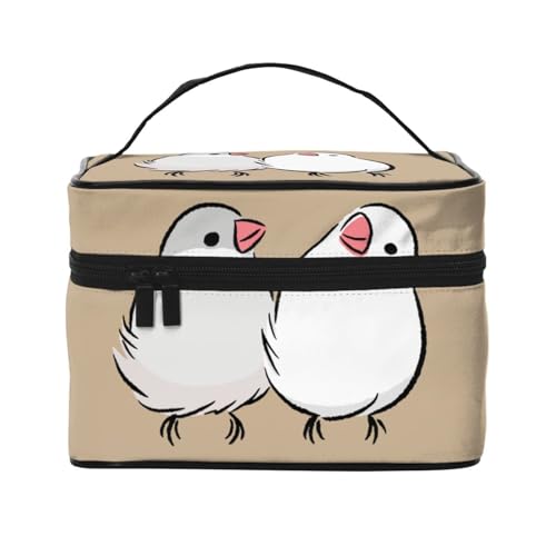 化粧ポーチ 文鳥 小鳥 レディース メイクポーチ 大容量 機能的 携帯便利 小物入れ 収納力 出張 旅行用 トラベルポーチ ギフトにも最適