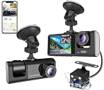 3 Chaîne Ultra HD Caméra Dash, intérieur et arrière avant, WiFi, GPS, DVR, Capture de mouvement, 24H Surveillance des parcs