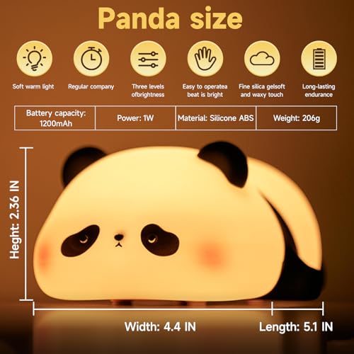 Lámpara de mesa nocturna led recargable panda de silicona miniatura 6