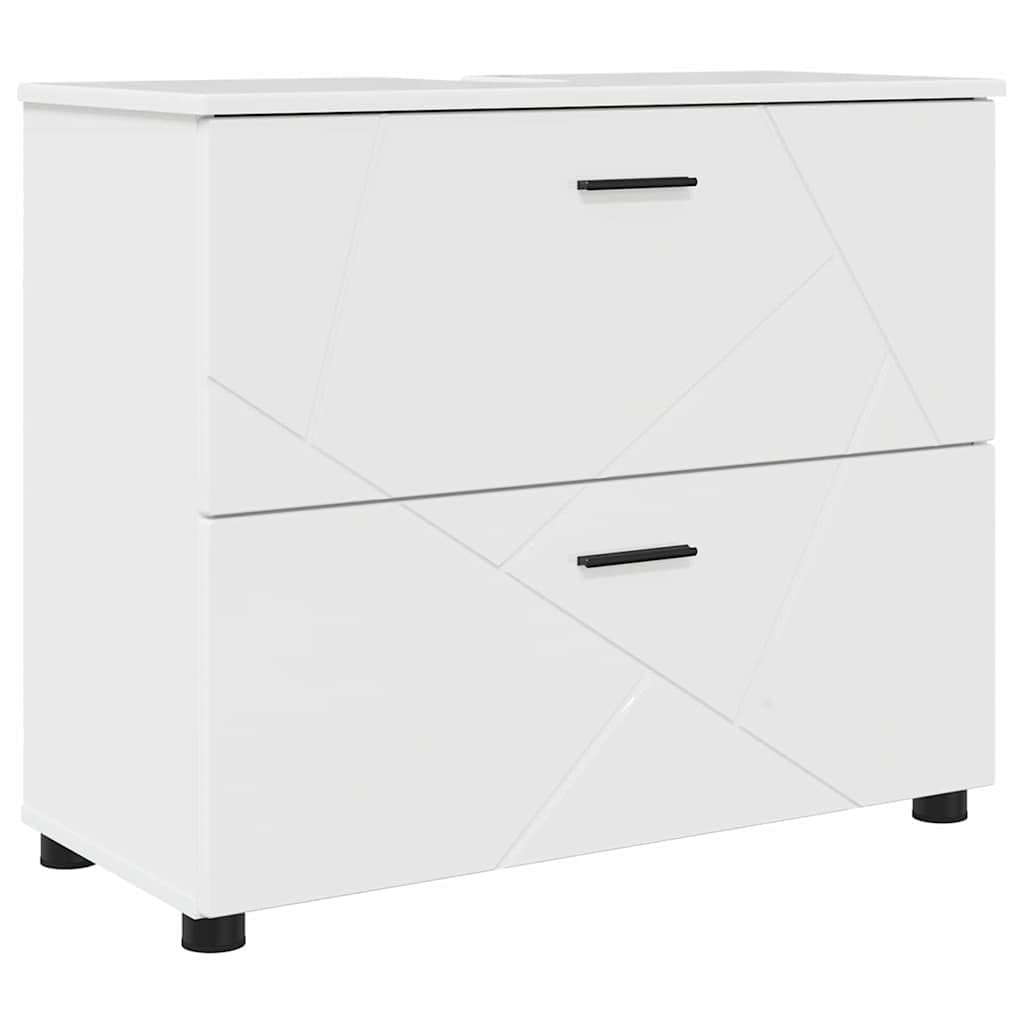 Juego de Muebles de baño con cajón 5 pcs Brillante, Acabado Mate y Textura Suave para Almacenamiento Funcional y diseño Moderno, gabinete Lavabo Espejo y Tres gabinetes más,