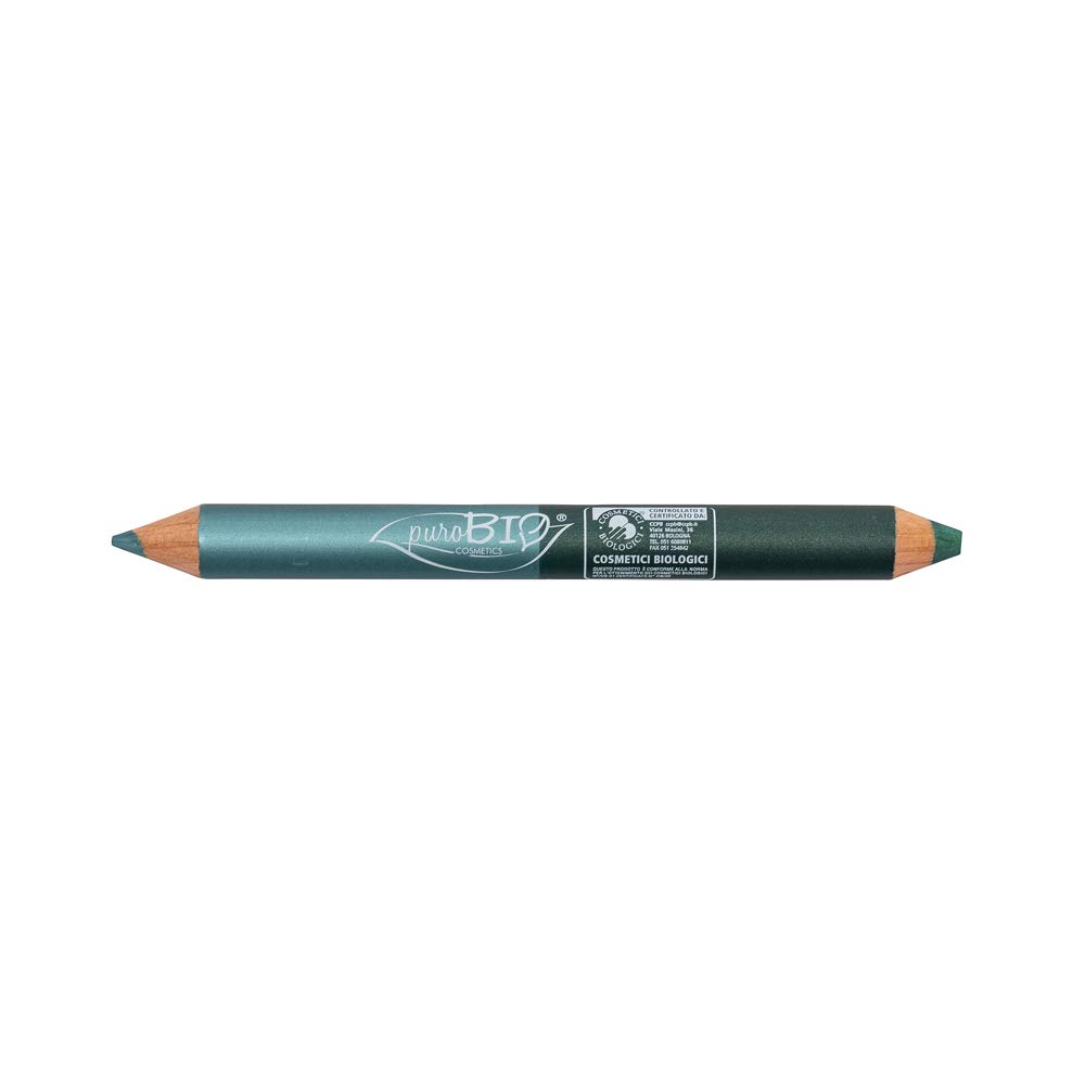 PUROBIO Duo Night Eye and Eyeshadow Pencil, Petrol Green/Emerald Green