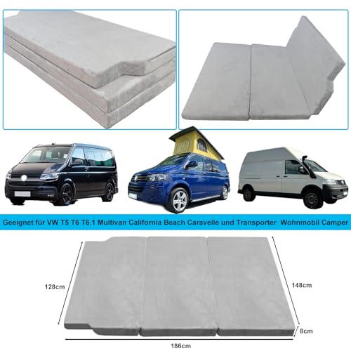 xxjolavv Verdickte tragbare Klappmatratze kompatibel mit VW T32 T4 T5 T6 T6.1 T7 Multivan California Beach Caravelle und Transporter Wohnmobil Camper zubehör 186 * 148 * 8cm
