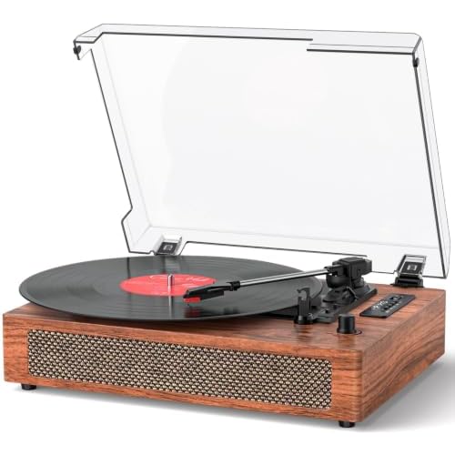 Bluetooth Vinyl Record Player Vintage 3-Speed Turntable w/Built-in Speaker