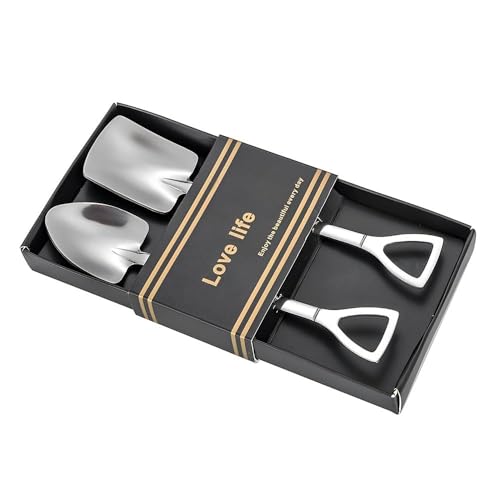 Coffee Spoons Stainless Steel Tea Spoons Round Dessert Spoons Long Handle Spoons for Hot Chocolate Ice Tea Latte Dessert Espresso Golden (Silver Spoons Set, A)