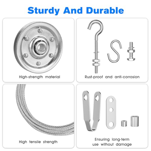 Garage Door Spring Conversion Kit - Garage Door Cable Pulley Including Garage Door Cable Kit, Garage Door Extension Spring Kit for Heavy Garage Door Repair - Garage Door Cable Replacement Kit by RO6G - Image 3