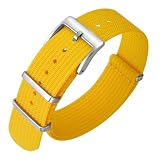 [ANNEFIT] 時計ベルト 18mm 一本通しナイロン時計バンド ミリタリー腕時計替えバンド イエロー/シルバーバックル