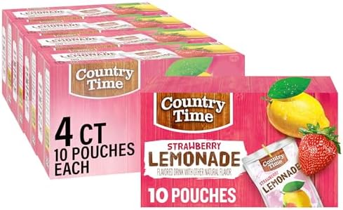Country Time Bolsas de bebida con sabor a limonada de fresa lista...