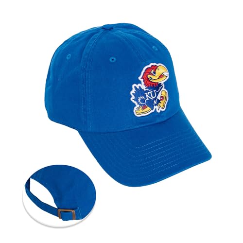Desert Cactus University of Kansas Baseball Hat Jayhawks KU Brimmed Embroidered Hats Cap Adjustable Cloth Strap Adult (Style A1) Black