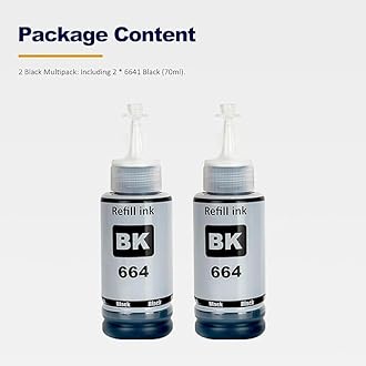 664 Black Refill Ink for Epson L130, L360, L380, L361, L565, L210, L220, L310, L350, L355, L365, L385, L405, L455, L485 Printers (Pack of-2)
