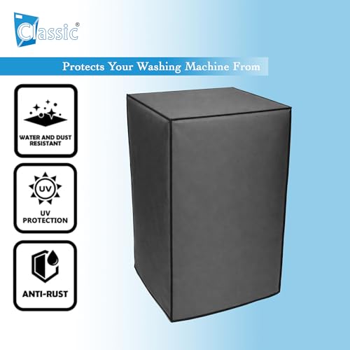 Image of Classic Top Load Washing Machine Cover Suitable For LG 8 Kg, 8.5 Kg, 9 Kg, 9.5 Kg, 10 Kg, Waterproof & Dustproof (58cmsX60cmsX90cms, Grey)