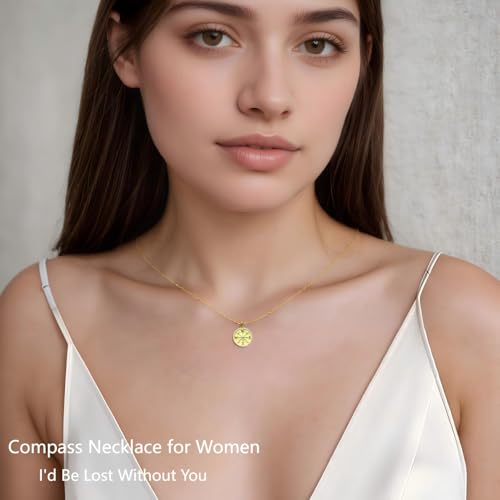 Compass Pendant Necklace for Women Dainty S925 Sterling Silver Gold Plated Cubic Zirconia Compass Chain Fashion Jewelry Gifts for Her2