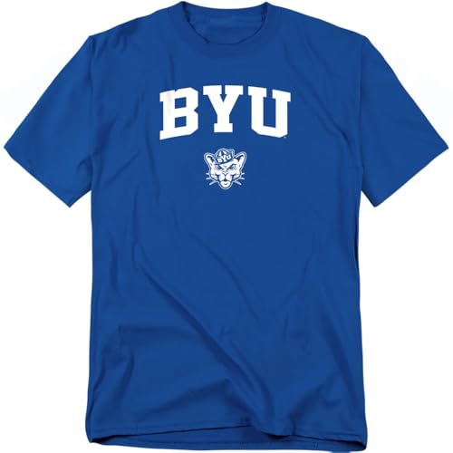 LOGOVISION Brigham Young University One Color Arched Unisex Adult T Shirt Royal X-Large