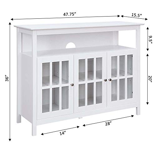 Convenience Concepts Big Sur Deluxe TV Stand with Storage Cabinets and Shelf for TVs up to 55 Inches, White - Image 9