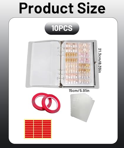 Image of 6-Page Nail Art Book, Press On Nails Organizer for Travel and Salon Use, Nail Display Stand for Press On Nails Collection, Nail Art Table Accessory