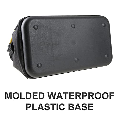 Olympia Tools 16 Inch Wide Mouth Tool Bag, Molded Waterproof Base With 21 Pockets And 7 Belt Loops, Padded Handle, Adjustable Shoulder Strap #TOP3
