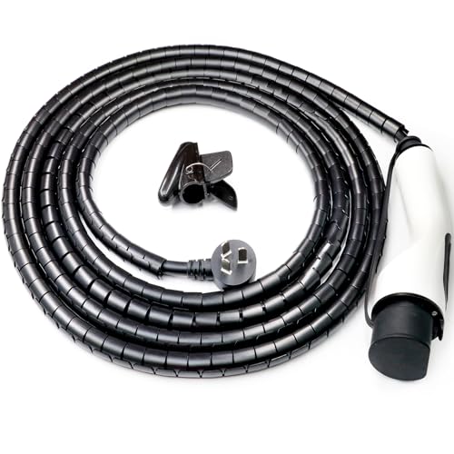 EV Charger Cable Protector, 26FT EV Charger Cord Protector Sleeve - Flexible Wire Loom Cover for Electric Vehicle Charging Cable, Prevents Door Squash, Pet Chew, Tripping & Tangles, Garage Outdoor Use