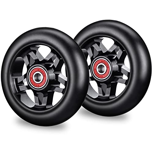 Mehomei Pro Scooter Ersatzräder 100mm Kickscooter Roller Räder für Apollo KESSER und die meisten Freestyle Scooter mit 100mm Roller, Stunt Scooter Räder mit ABEC-7 Kugellagern, 2 Pcs, Schwarz Cover