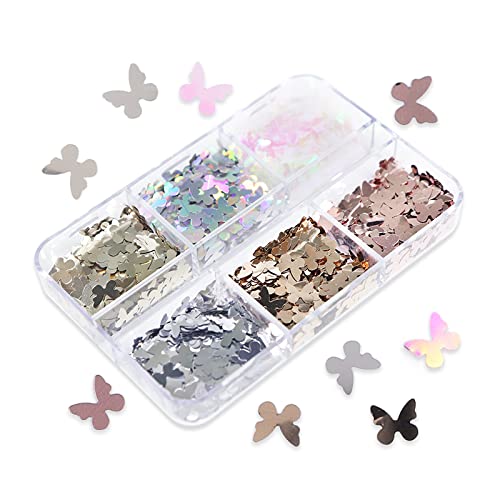 Holographic Butterfly Nail Art Glitter Sequins 3D Chunky Flakes Sparkly Laser Butterflies Glitter For Acrylic Nail Design Manicure Paillettes Ultrathin Face Body Decoration Accessories #TOP3