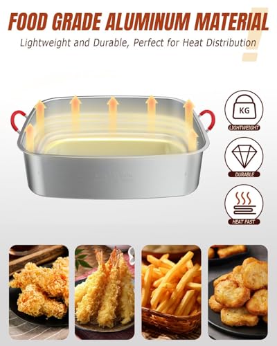 Image of 18QT Fish Fryer Pot with 18QT Basket, Aluminum Deep Fryer with Lid, Thermometer & Tongs, Outdoor Frying Pot for Fish, Chicken Wings & French Fries
