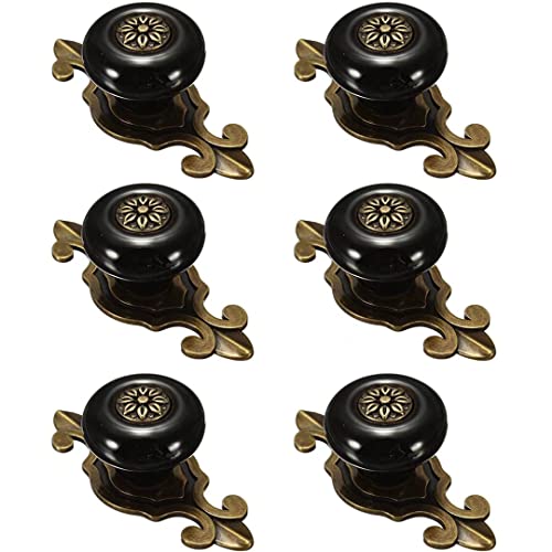 6PCS Antik Design Porzellan Möbelknöpfe Griffe Knauf MöbelKnopf Runde Keramik Küche Bad Schrank Knöpfe Türknöpfe Möbelgriff von Creatwls (Bronze-Schwarz) Cover