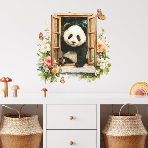 Adhesivos de Pared Panda Floral 3D Vinilo Removible miniatura 3