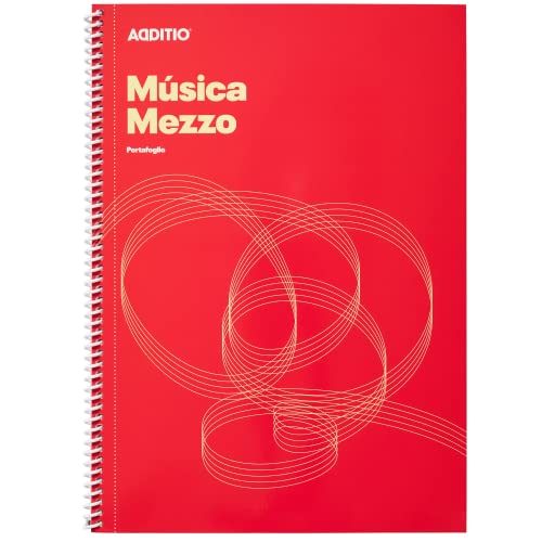 Additio - Cuaderno De Música Mezzo 21 X 297 Cm Rojo En Oferta Additio - Cuadernos De Música Mezzo | Adaptados A Todas Las Edades Y Procesos De Aprendizaje | 12 Pentagramas De 9Mm | Portapartituras | Anotaciones | 64 Páginas | A4| Papel Ecológico | Espiral | Rojo