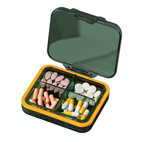 Pillenorganizer-dispenser, draagbare pillendoos - Compact klein dagelijks pillendoosje | Supplement- en visoliedoos met veiligheidsgrendel, zachte siliconen gesorteerde opbergdoos voor gemakkelijk mee