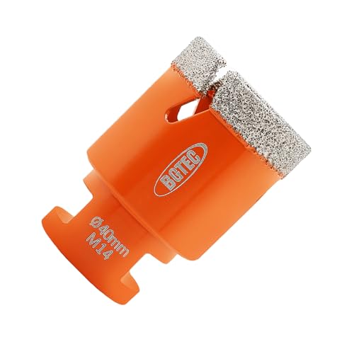 BGTEC Juego Brocas Diamante Seco- 40mm Corona Diamante para Porcelanico Baldosa Cerámica Mármol Granito Cuarzo para M23 Rosca Amoladora Angular