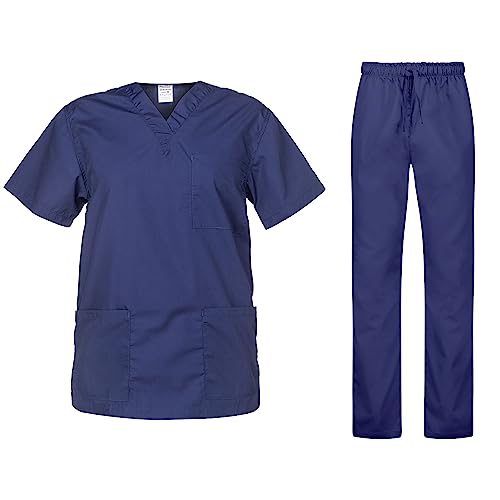 B-well CESARE Uniformes Sanitarios Mujer Casacas Sanitarias Mujer Pijama Sanitario Uniforme Enfermera Conjunto Casaca y Pantalón Azul Marino M