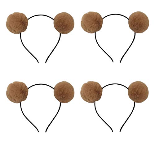 Elaine Room Headband Bear Ears Fluffy Furry Soft Ball Halloween Birthday Party Costume for Women Adults (N set)