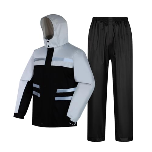 LY4U Traje de lluvia Impermeable, Chaqueta y Pantalones Ligeros con Capucha, Chubasquero Unisex para Exteriores, Ropa Impermeable con Capucha Antitormenta