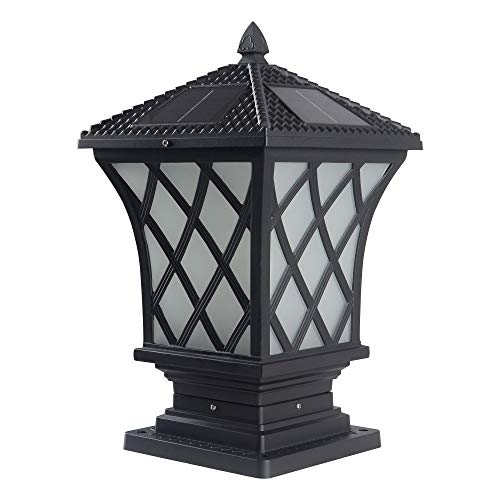 Kendal Large Outdoor Solar Lamp Post Light Powered LED Cap Light Water-Resistant Pillar Light, Black