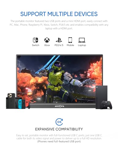 Image of ARZOPA 16.1'' 144Hz Portable Monitor with Kickstand, 106% sRGB 1920x1080P FHD HDR 144HZ Gaming Monitor, Ultra Slim - Eye Protection-External Second Screen for Laptop /PC /Mac /PS3 /4 /5 /Xbox - Z1FC
