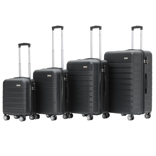 La Mejor Lista de Maletas para viajar - los más vendidos. 47 COMPASS | Juego de 4 Maletas de Viaje Rígidas - Maletas Montevideo ABS Resistentes Color Negro – Ruedas Giratorias 360° - Tamaños 16', 20', 24', 28' - Set de Equipaje Ligero y...