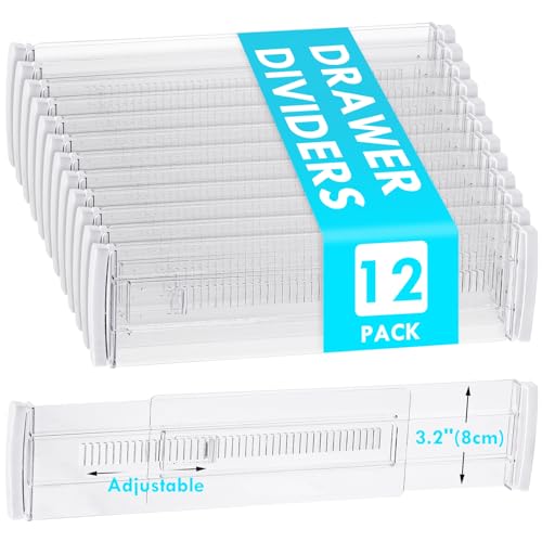 Dntorx Drawer Dividers, 12 Pack Adjustable Drawer Organizers 3.2' High Expandable from...