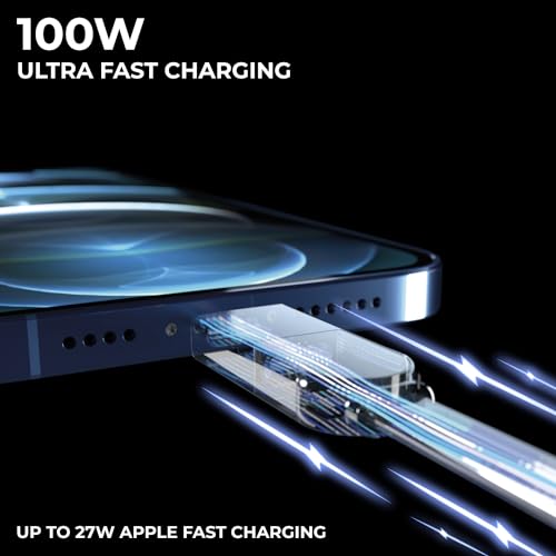 Image of Rolling Square, inCharge XL 30 cm, Keychain with USB-C Cable, Universal Smartphone Cable, Gift for Men, 6-in-1 Universal Charger for Smartphones, Lightning Cable 100W (Glacier White)