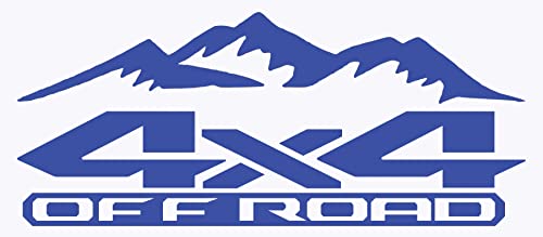 Image of 2 x Blue 4x4 Off Road Mountains Bedside Vinyl Decals Fits New Dodge Ram 1500 2500 3500 Power Wagon