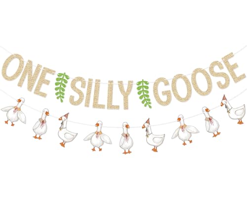 One Silly Goose Banner Goose Garland for Goose 1st Birthday Party Decorations