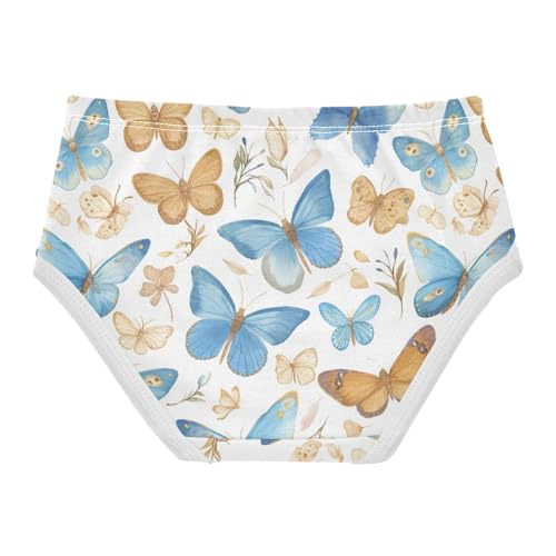Wusikd Watercolor Blue Girls' Underwear Cotton Brown Butterfly Girls Briefs Soft Toddler Underwear 2T2
