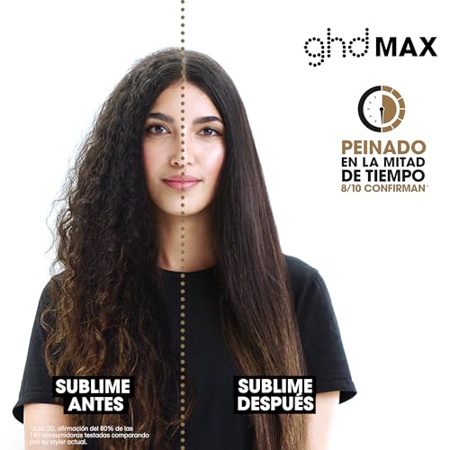 ghd Max – Plancha de Pelo Profesional con Placas Anchas, Placas Más Grandes Para un Peinado Rápido, Más Brillo y Sin Frizz – Para Cabello Largo, Grueso o Rizado – Color Negro