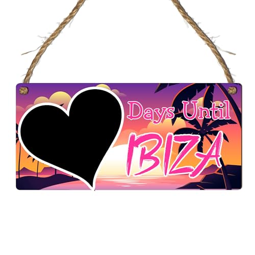 Days Until Ibiza Holiday Countdown Chalkboard Plaque – Vibrant Sunset Design – Countdown Sign for Ibiza Vacation – Ideal for Home Decor, Ibiza Party Prep, and Gift Ideas (Without Pen)