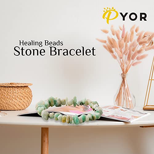 Pyor Amazonite Crystal Bracelet Positive Energy Generator Healing Stone Jewelry Reiki Bracelets Irregular Chips Stone Beads Good Luck Charm Gems Prosperity Wealth Crystals Chakra Balancing Energy Gift #TOP5