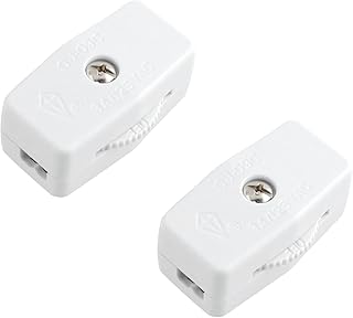 2pcs Switch Flame Retardant Gear Switch White SPT-2 Two Core Parallel Wire Switch Inline Rotary Cord Switch Replacement