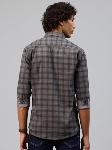 Image of Majestic Man Men Comfort Slim Fit Pure Cotton Tartan Checked Casual Shirt