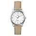 Timex Women's T2N861 Weekender Beige with Coral Stitching Leather Strap Watch