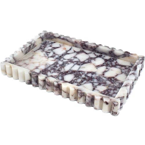 YMXYJM Natural Marble Tray for Bathroom Calacatta Viola 11.8 x 8