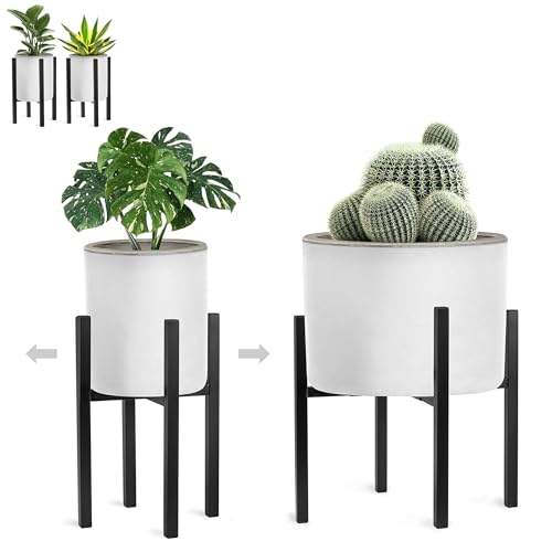 Sorbus Adjustable Metal Plant Stand – Mid Century Style Flower Pot Holder, 10 to 16 Inches Planter Stand for Modern Home Décor, Houseplants – Plant & Pot NOT INCLUDED (Black, 2 Pack)