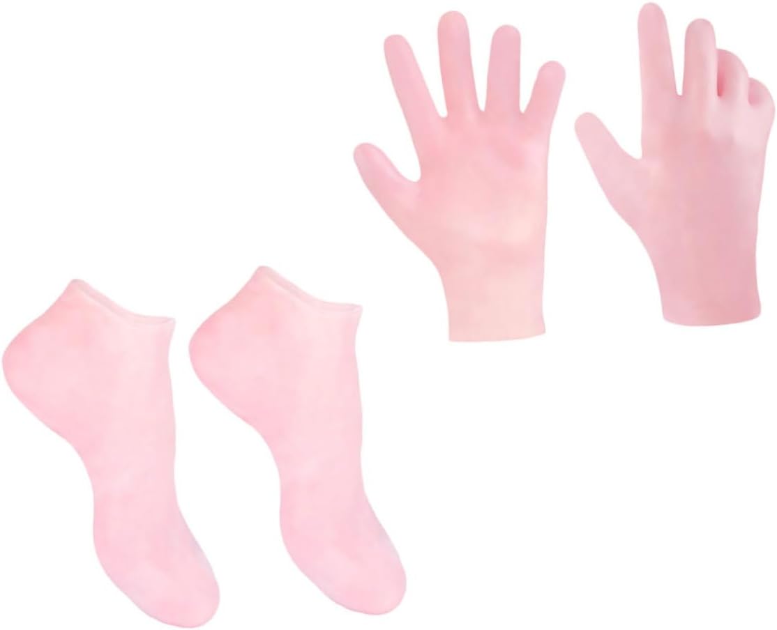 1set Moisturizing Foot Care Socks and Gloves for Dry Soft Pink Exfoliating Treatment for Healthy Hydrated Feet and Hands